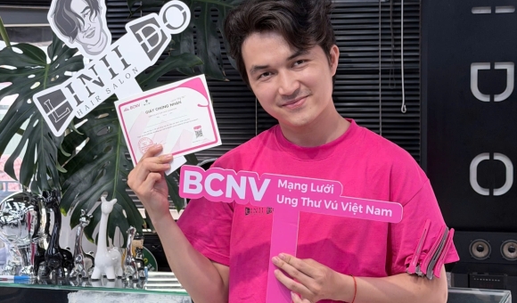 Salon Linh Đỗ nhận giấy chứng nhận với logo chính thức, khẳng định vai trò đối tác của BCNV